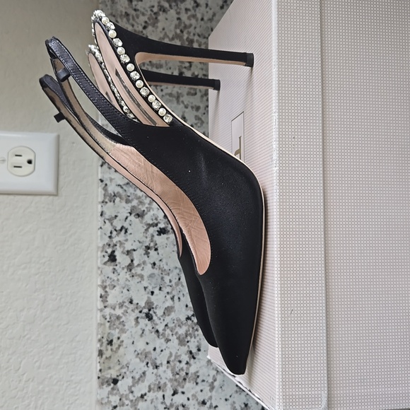 SJP by Sarah Jessica Parker Black Satin Slingback Heels - Picture 4 of 13